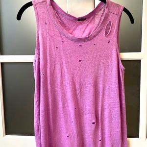Monrow Sleeveless lavender sleeveless tee. Small, “intentional” rips size small.